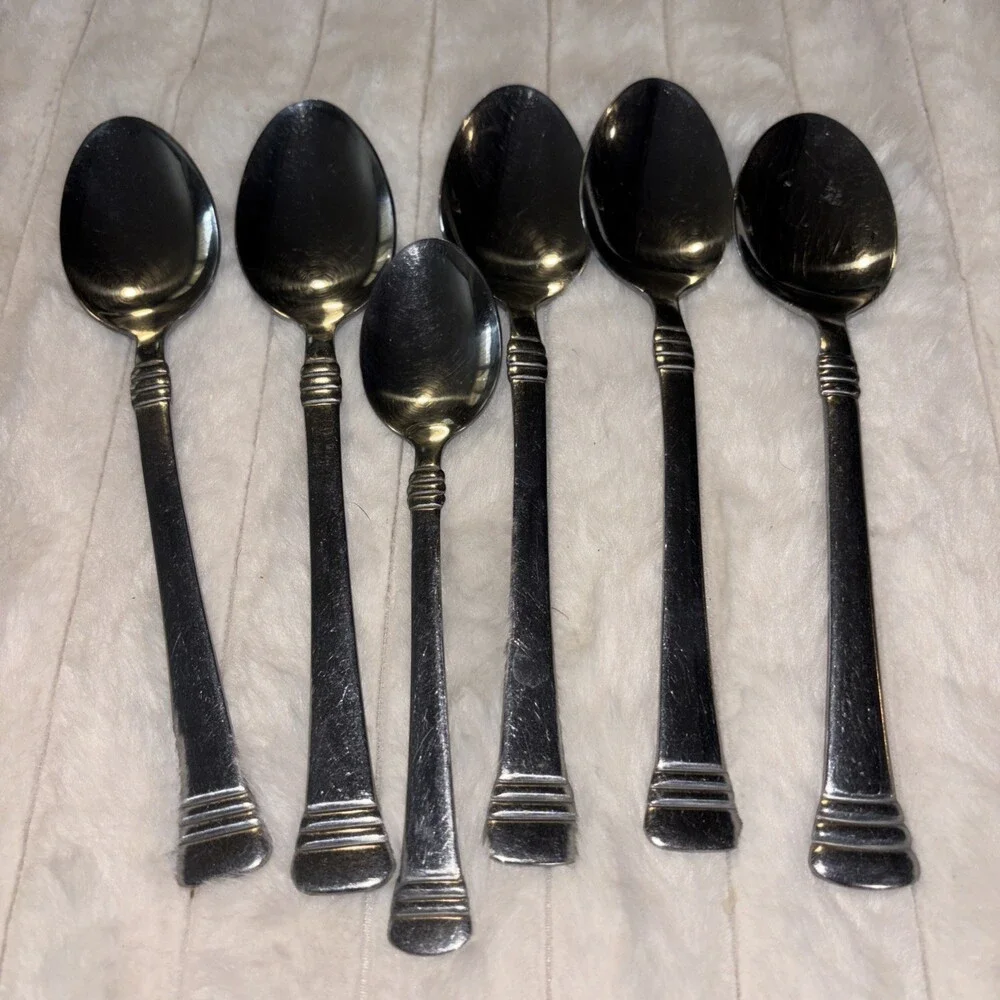 Lot of 6 Cambridge Stainless CODIE Glossy Spoons - 5 Place Soup & 1 Teaspoon